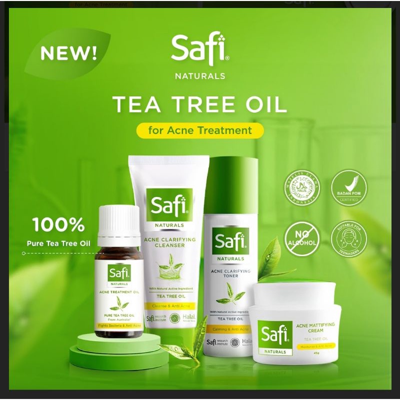 SAFI Naturals Tea Tree Oil Acne Cleanser Acne Toner Anti Acne Cream Natural 20 45 50 100 (KIM)