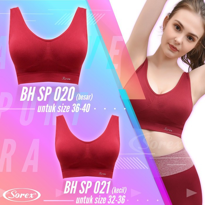 Sport Bra Wanita Sorex Sp20 Sp21 Gym Fitness Yoga Bh Sport Olahraga Cewek Dengan Busa Bisa Dilepas