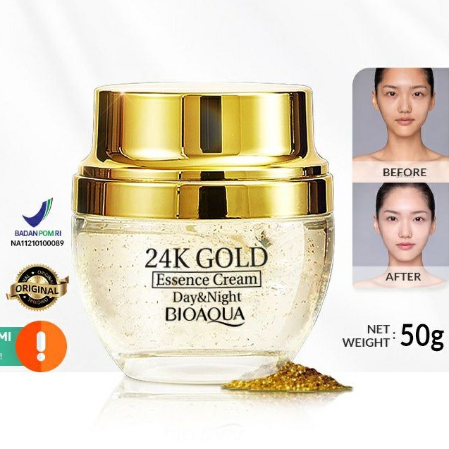 Bioaqua 24K Gold Essence CREAM Skin Brightening Skincare Day Night Cream Moisturizer 24K Gold Original BPOM 100%