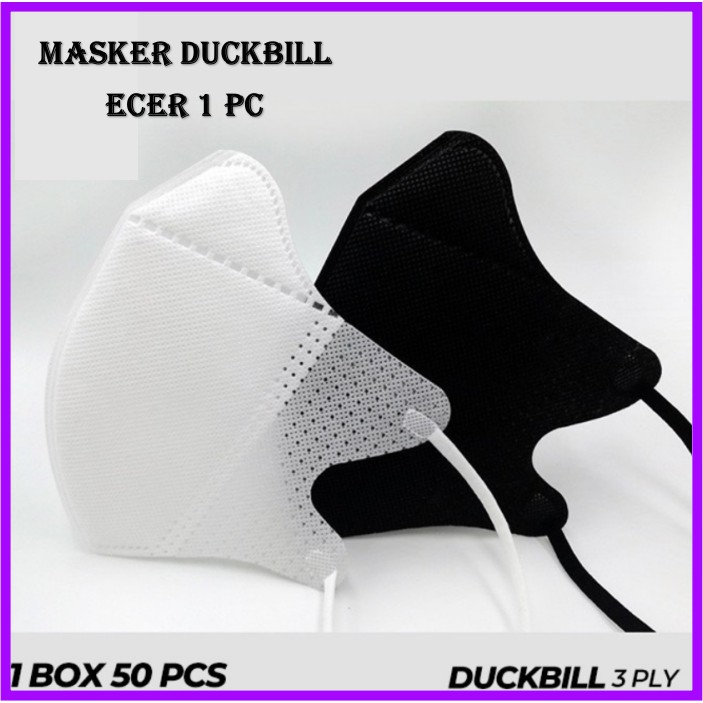 Masker Duckbill / Masker Duckbill Sensi Facemask Eceran 1 pc Kemenkes Anak Hijab Alkindo Hitam Carei