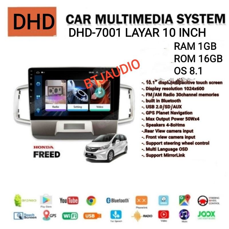HEAD UNIT TAPE MOBIL ANDROID HONDA FREED 2008-2016 LAYAR 10 INCH
