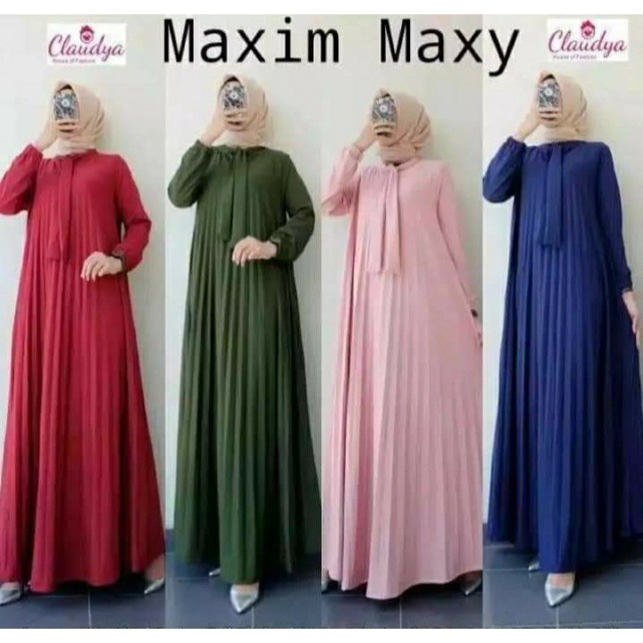 Jual gamis PLISKET maxsim maxsy gamis trend masa kini (cod minimal 2