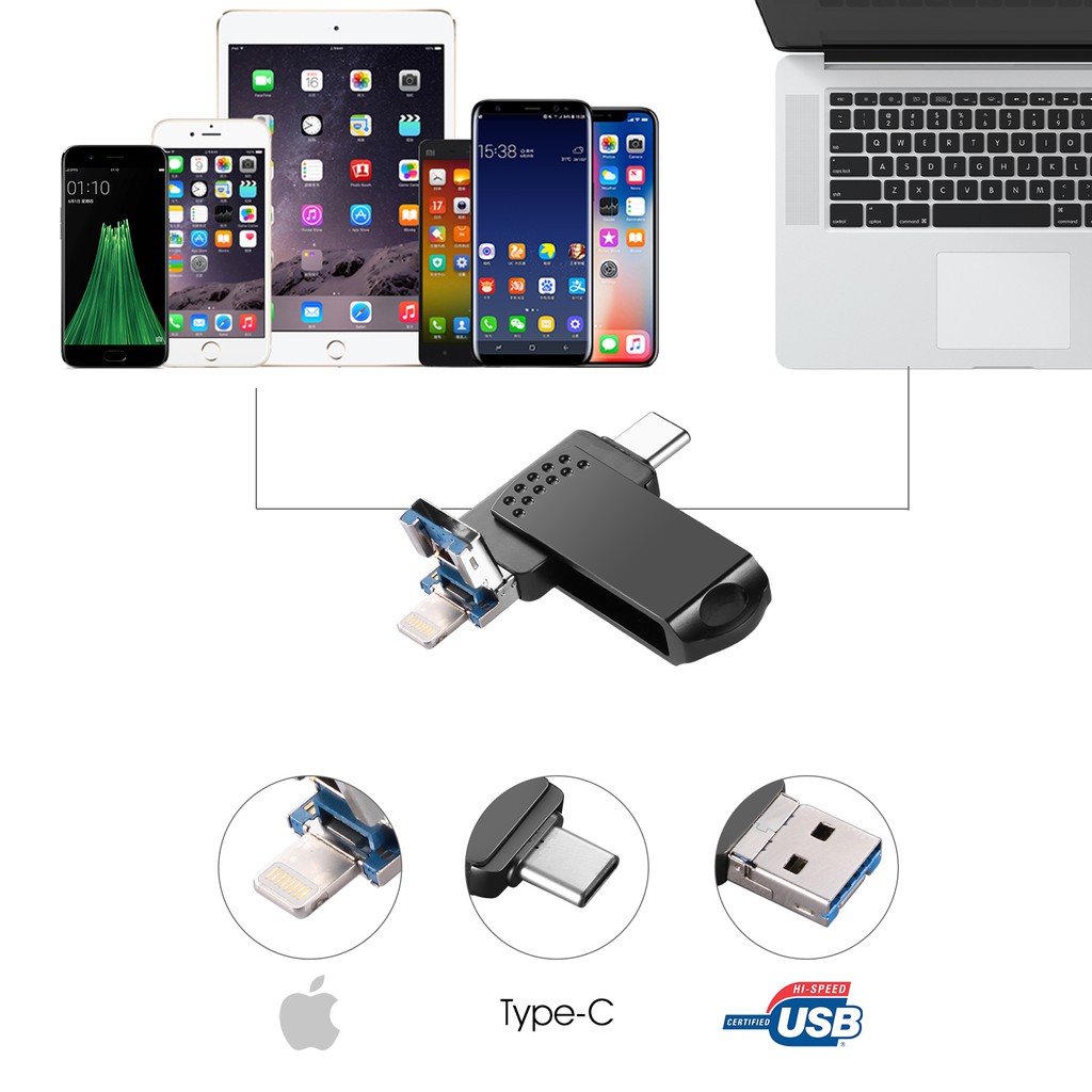 3 In 1 Flash Disk Usb Otg Enkripsi Untuk Iphone/Android/Laptop/Komputer