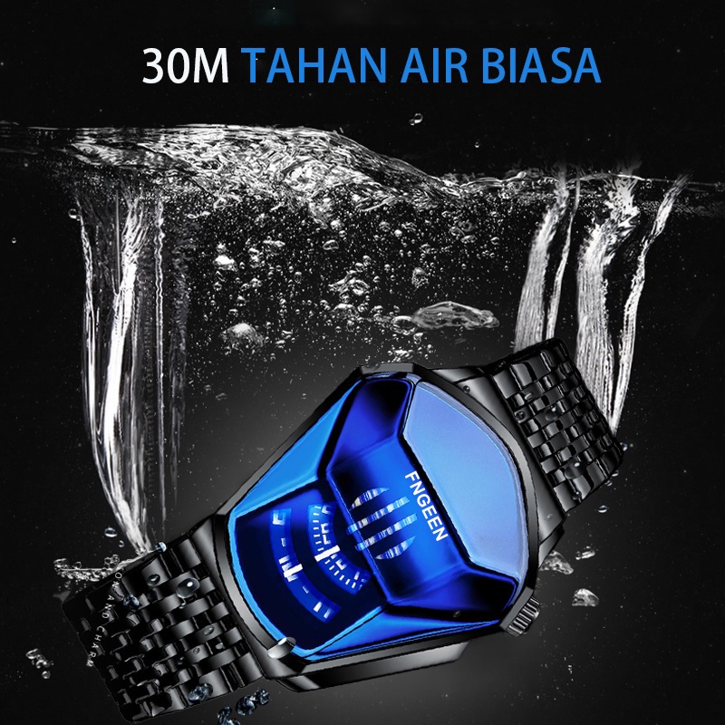 FNGEEN Lokomotif 01 Jam Tangan Pria Fashion Keren Stainless Steel Quartz Original Anti Air Watch Terbaru