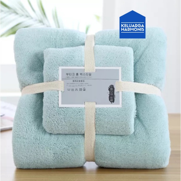Handuk Mandi Set 2 in 1 Bahan MIcrofiber 70 Cm x140 Cm &amp; 35Cmx75Cm
