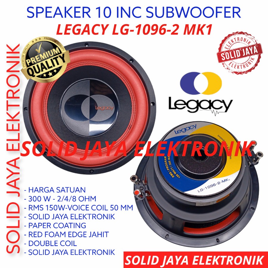 SPEAKER SUBWOOFER LEGACY 10 INC LG-1096-2 LG 1096-2 INCH 1096 2 DOUBLE COIL KOIL SPEAKER SUBWOFER RUMAH MOBIL SUB WOOFER 10 INC IN INCH 10INC 10IN 10&quot; LG 1069 ASLI ORI ORIGINAL