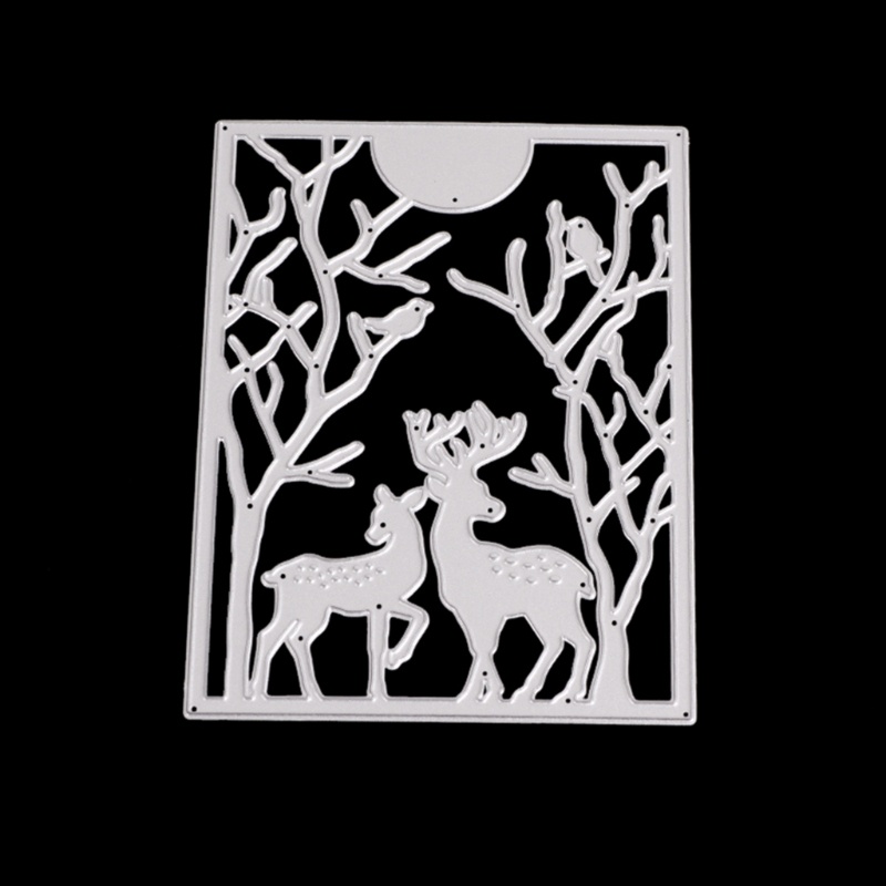 Cetakan Stensil Cutting Dies Motif Rusa Natal Bahan Metal Untuk Scrapbook / Craft Diy