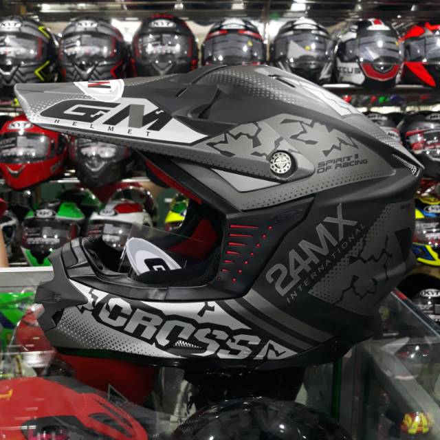 Helm Cross GM Motif MX Black / Silver Doff