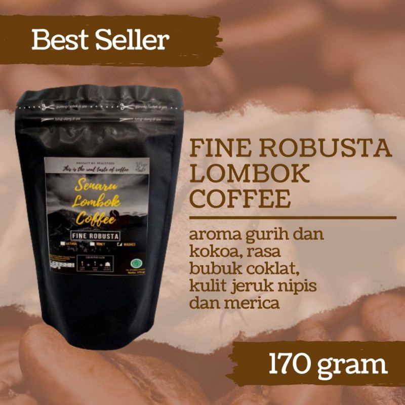 

Kopi Robusta Bubuk Hitam Fine Robusta Senaru Lombok, 170 gr, 30 k