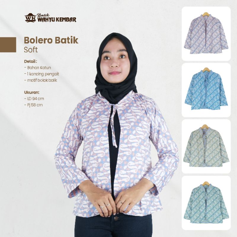 Bolero Batik Wanita Soft Kerah Tali- Naira Batik