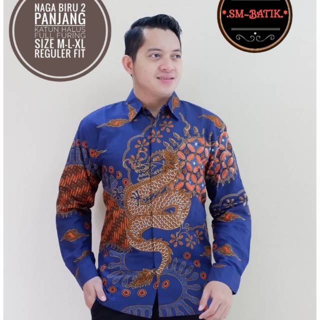 Kemeja Batik NAGABIRU 2 Bahan Katun Halus Full Furing