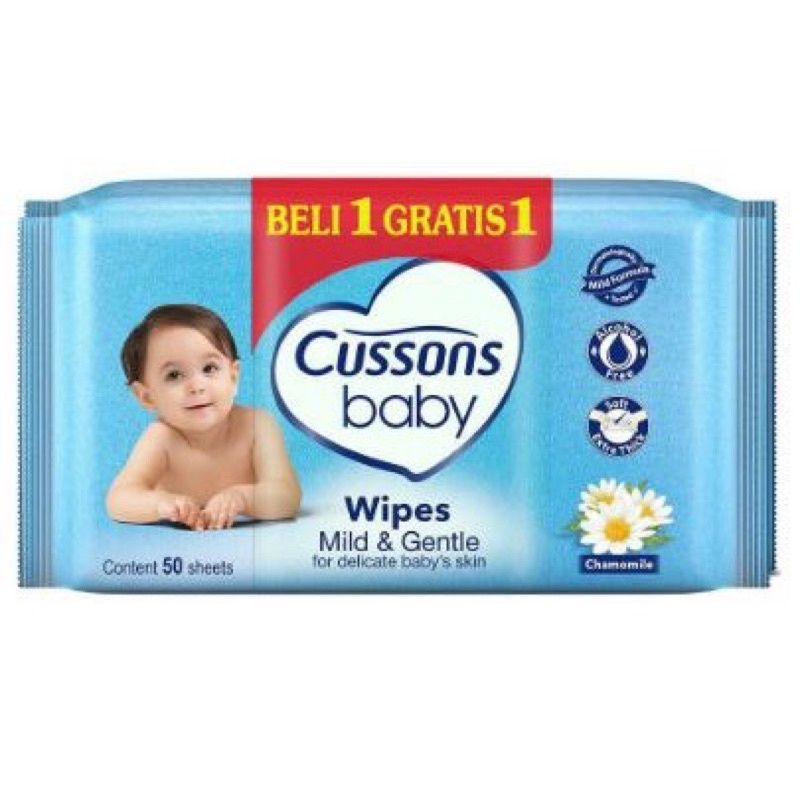 Tisu Basah Cussons Baby Wipes 50s Beli 1 Gratis 1 / Promo Cusons Tissue Basah Bayi