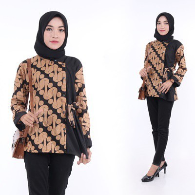 Blouse Kantor Batik Atasan Cewek Seragam