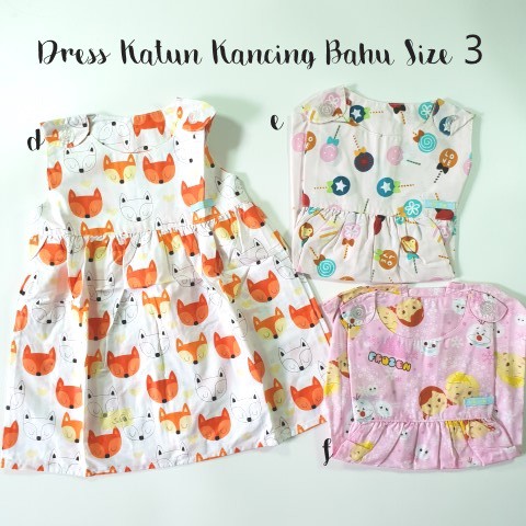 Dress Anak Katun Kancing Bahu Size 3