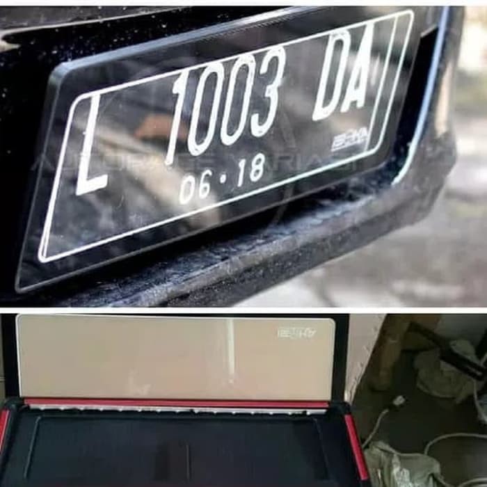 [2 PCS] DUDUKAN PLAT NOMOR MOBIL MIKA AKRILIK UNIVERSAL ISI