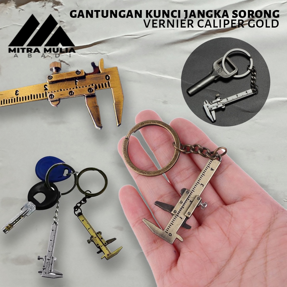 Gantungan Kunci Jangka Sorong | Keychain Jangka Sorong Stigmat Caliper - Gold