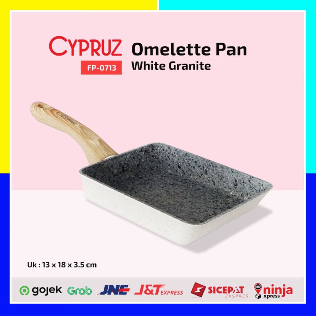 Cypruz FP-0713 Omelette Egg Pan Tamagoyaki White Granite Wajan Kotak