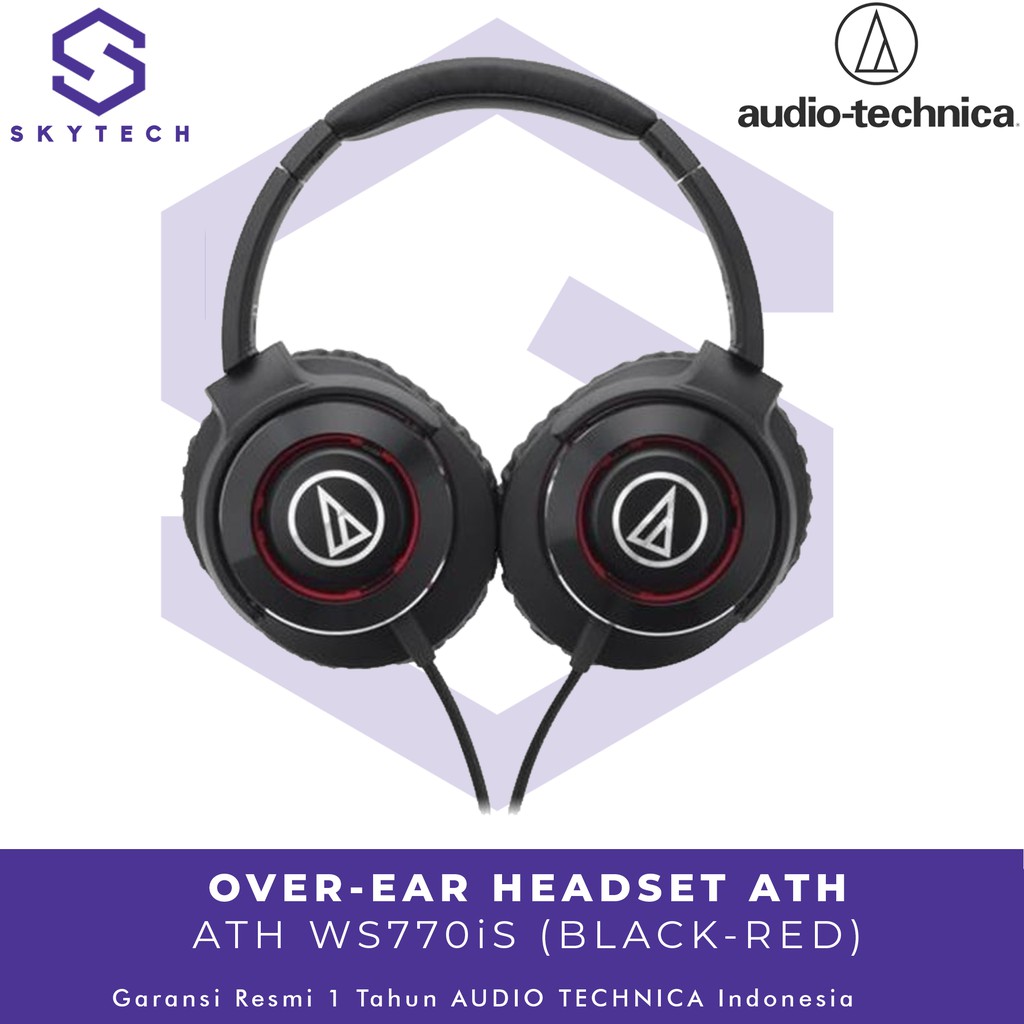 HEADSET AUDIO TECHNICA WS770iS BLACK RED ORIGINAL GARANSI RESMI