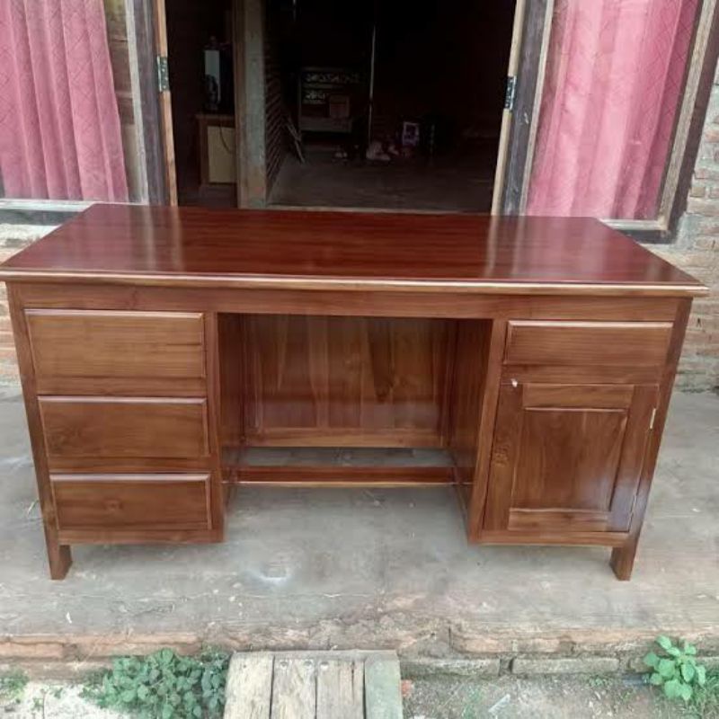 meja kantor 1 biro kayu jati