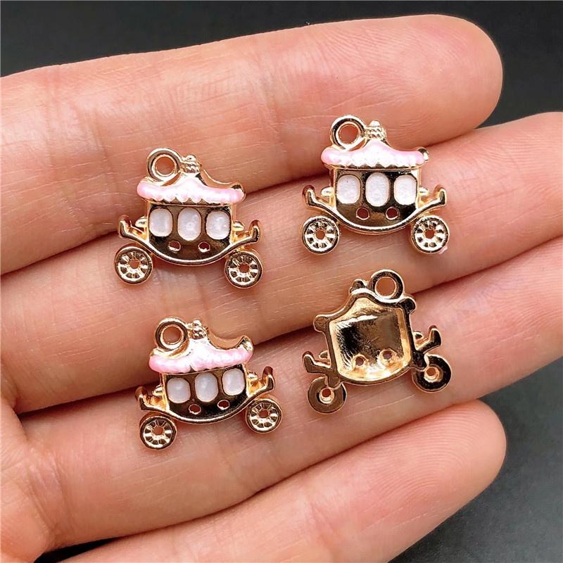 4pcs Liontin Enamel Bentuk Labu Mobil Bahan Alloy Charms