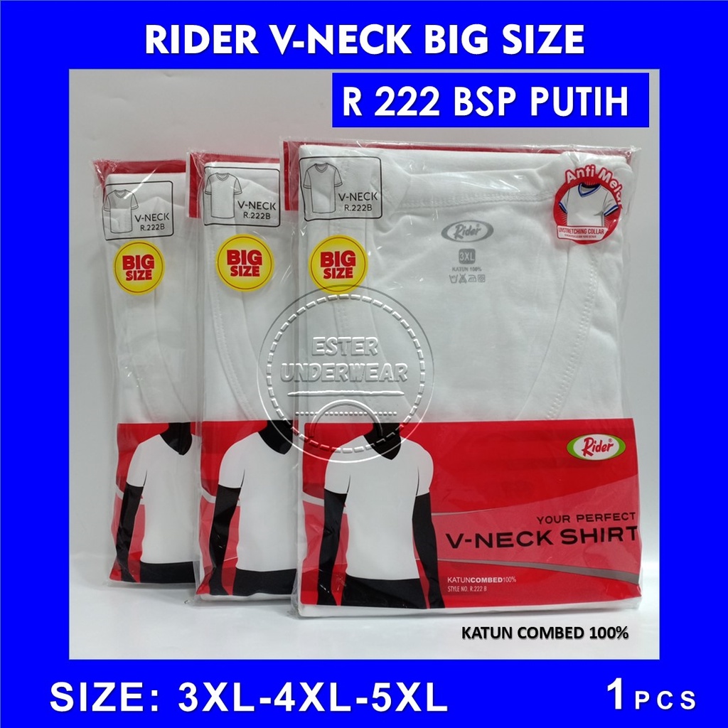 Kaos Dalam Pria BIG SIZE RIDER V-NECK R.222 BSP PUTIH ISI 1