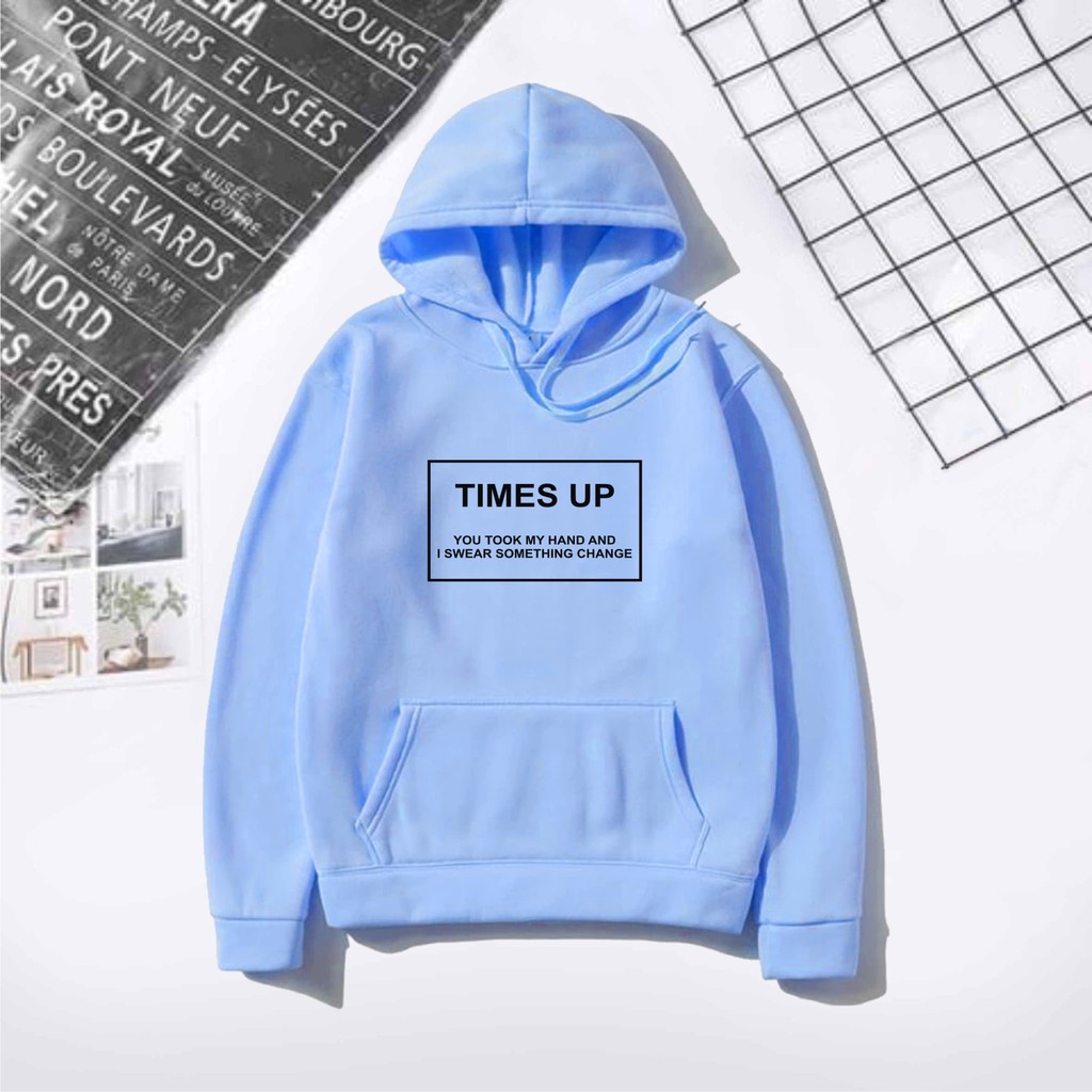 FenishaStore Sweater Hoodie Pria Dan Wanita TIMES UP Kantong Depan Bisa Bayar Ditempat COD