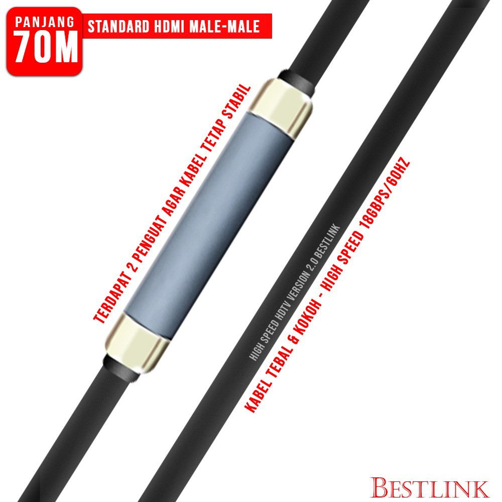 cable hdmi Bestlink 70m 4k gold 2.0 - kabel Hdtv 70 meter indobestlink