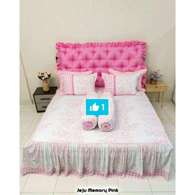 Sprei Rumbai Pengantin Katun Lokal Motif Jeju Memory Putih by Katun Star