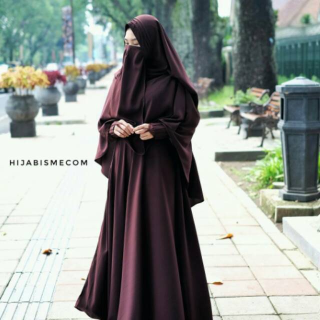 Gamis aiko set coklat tua by hijabisme
