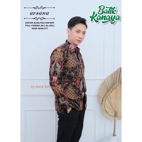 ARSANA Batik Pria Lengan panjang Berlapis furing Bahan Katun Berkualitas Ekspor