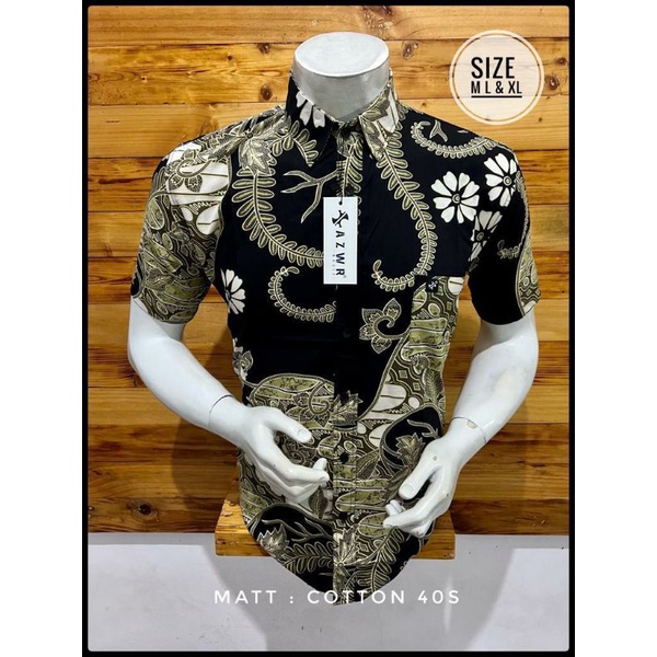 KEMEJA PRIA LENGAN PENDEK, KEMEJA CASUAL KUALITAS DISTRO,[BISA COD] KEMEJA BATIK PRIA AZWR ORIGINAL 