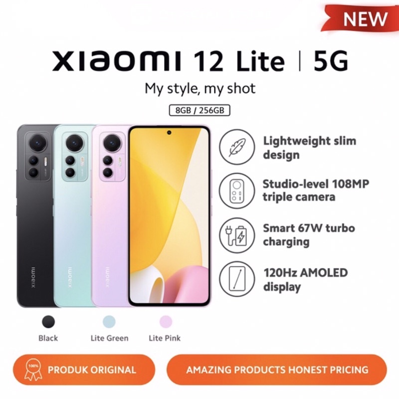 Xiaomi 12 Lite 5G [8GB+256GB] Snapdragon 778G 5G - 108MP Triple Camera - 6.55&quot; AMOLED  Garansi Resmi Xiaomi 15 Bulan