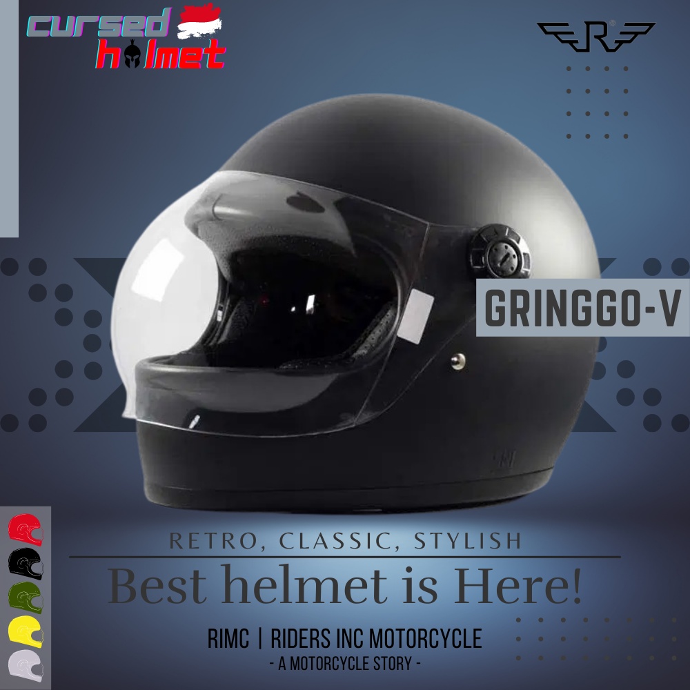 Helm Motor Bogo Retro Classic Full Face Dewasa RIMC Gringgo Visor