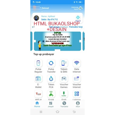 Script/html bukaolshop home tampilan kalem