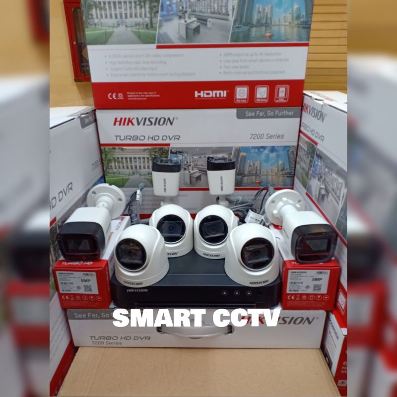 PAKET CCTV HIKVISION 5MP 8 CHANNEL NON AUDIO / AUDIO SERIES KOMPLIT GARANSI RESMI 2 TAHUN