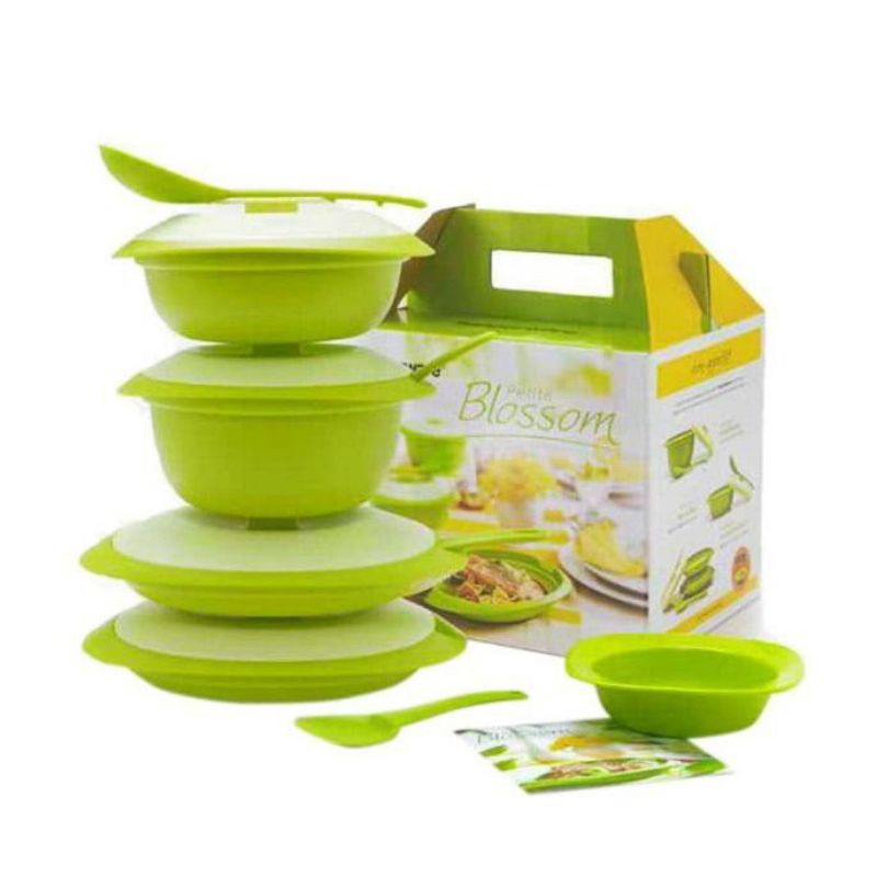 Tupperware Blossom Green Collection | Tupperware Set Hijau Lunch Set - Hijau Terbaru wadah sayur
