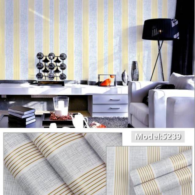 WALLPAPER DINDING MOTIF SALUR ABU EMAS 10m x 45cm