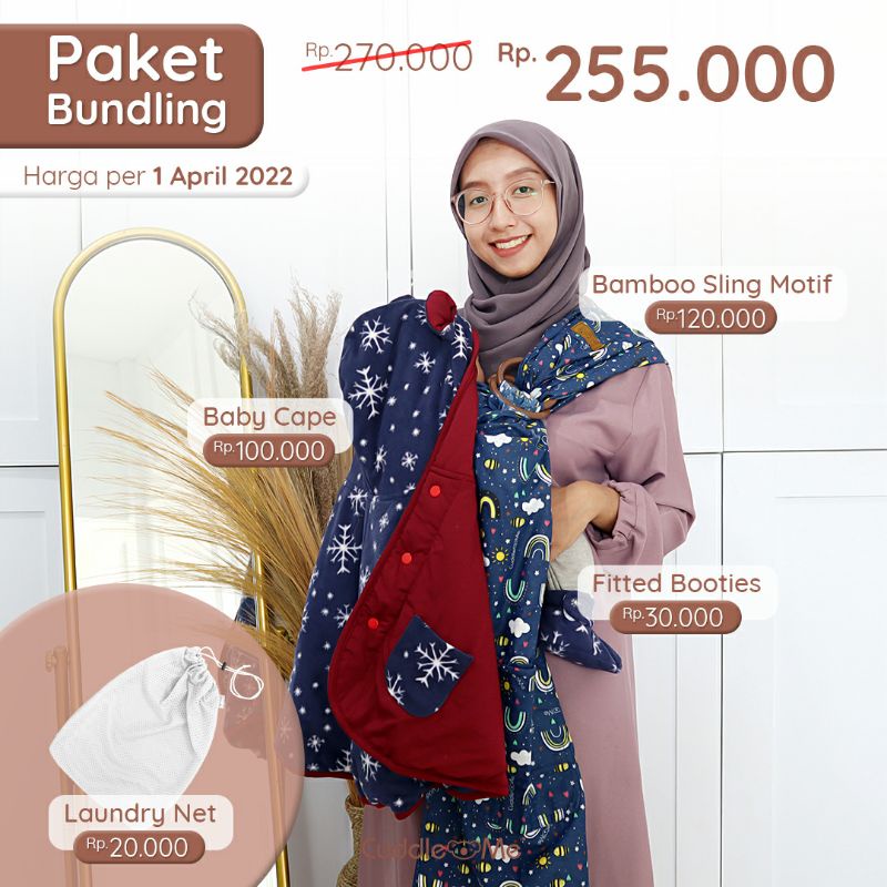 RPA Paket Hemat Paket Bundling Gendongan Ring Sling bamboo + Set Babycape Booties Cuddle Me Bonus laundry net