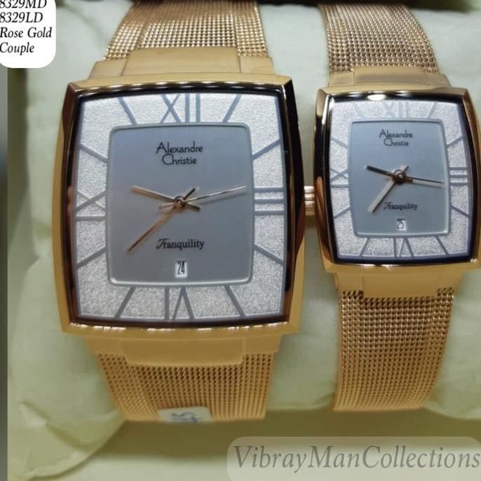 Jam Tangan Couple Alexandre Christie/8329Md&Ld(Rose Gold) Mikayla.Outlet
