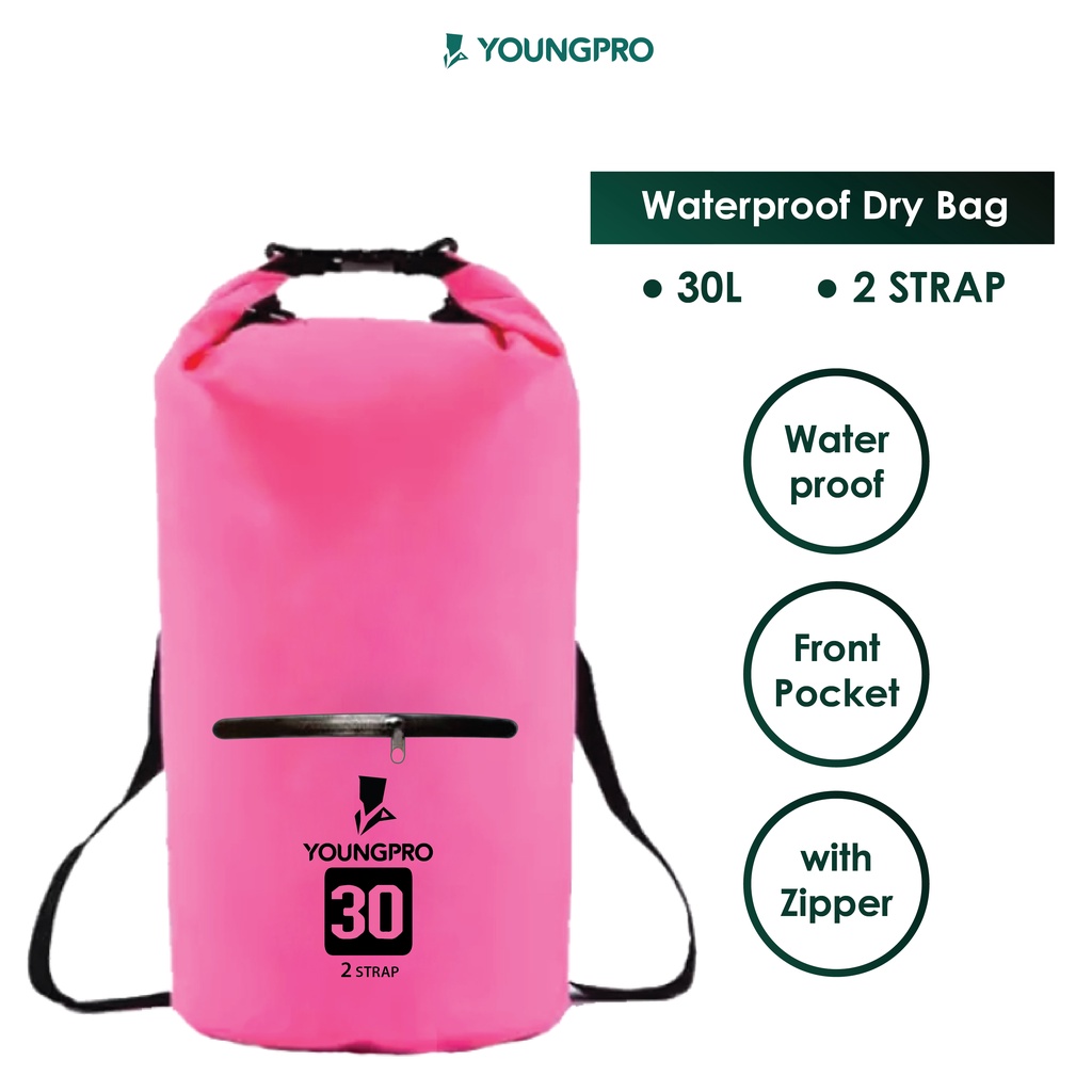 TAS DRYBAG RANSEL ZIPPER 30L 2 STRAPS - TAS ANTI AIR 30L WATERPROOF DRY BAG WITH ZIPPER POCKET