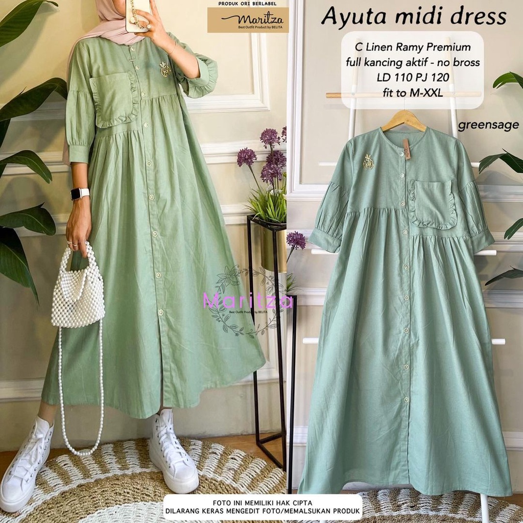 Gamis Remaja Kekinian Long Tunik Long Dress Fashion Muslim Gamis Jumbo Polos Ootd Hijab Ayuta Midi D