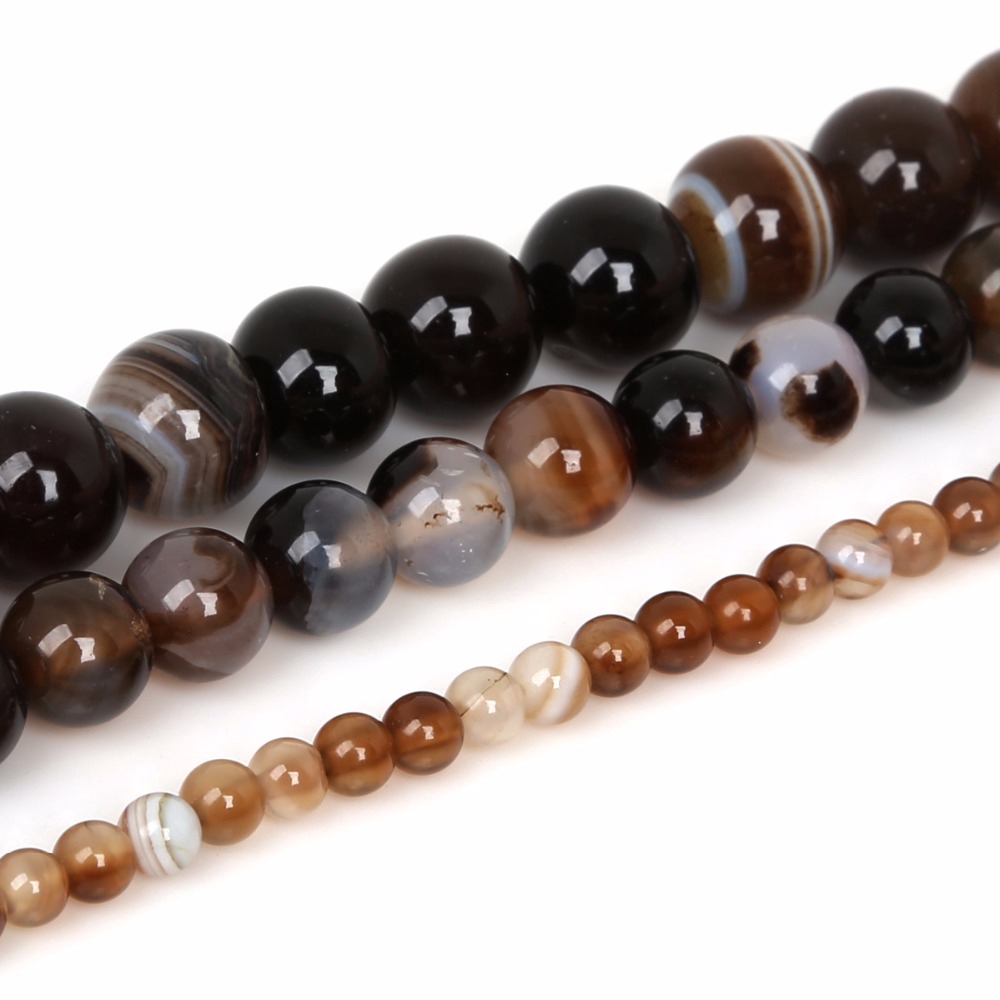 Manikmanik Batu Onyx Agate Hitam Alami Bulat Longgar Ukuran 4mm 8mm 10mm Untuk Membuat Perhiasan