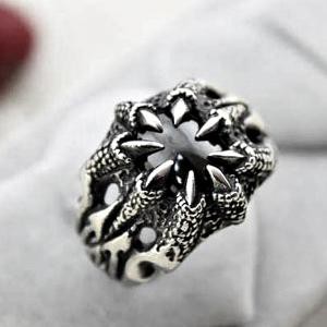 Cincin Pria Cakar Naga Dragon Claws Black Ring Titanium 316L Steel Cincin Pria Batu Hitam