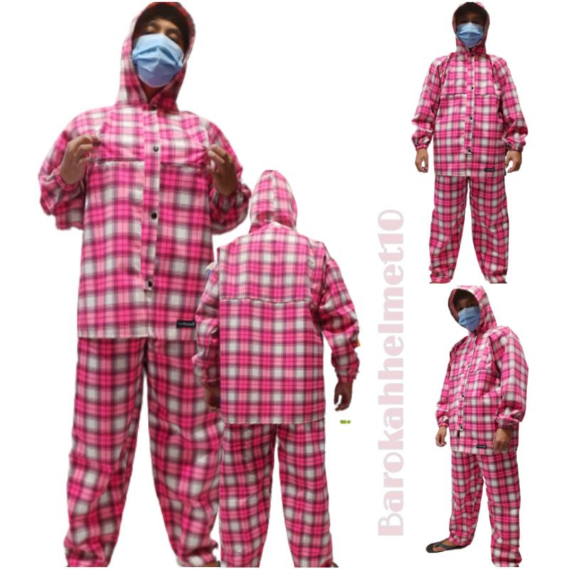 Jas hujan taslan motif premium setelan