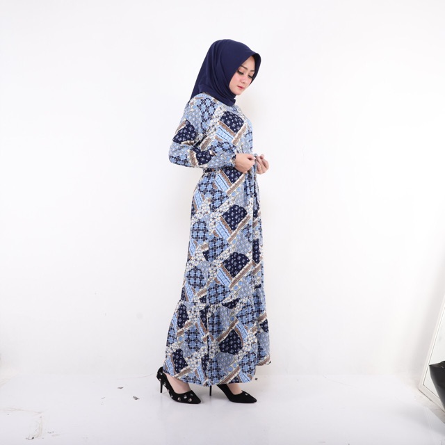 FABIOLA Maxy - Gamis Rayon Viscose LD105 Gamis Batik Original Serut Pinggang Busui / 099-5020