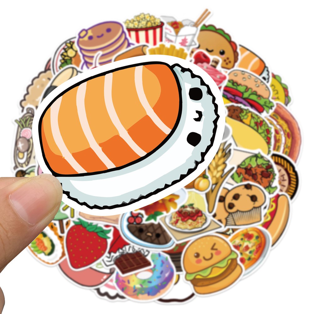 50PCS Cartoon Food Graffiti Stickers Skateboard Fridge Guitar Motorcycle Luggage DIY Classic Toy Sticker Decal for Kid