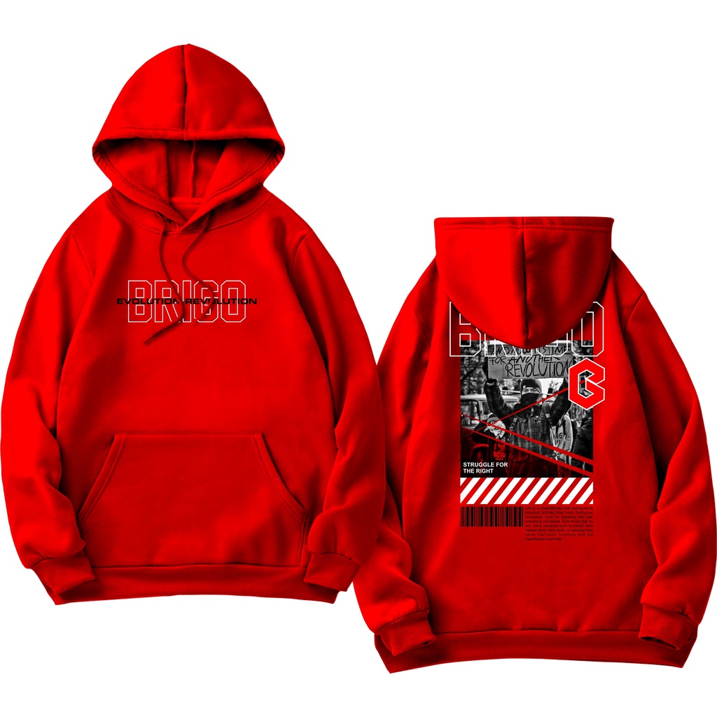 Sweater Hoodie BRIGO Sablon DTF Fleece Cotton || BRIGO Jumper Hoodie EVOLUTION REVOLUTION M-XXL (Pria &amp; Wanita) Free stiker&amp;Gantungan Kunci