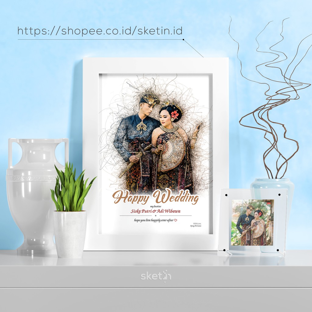 Desain Custom Sketsa Pensil Wajah A3 12R HADIAH KADO WISUDA