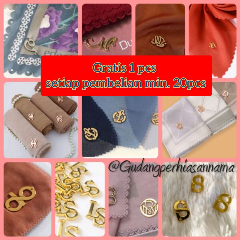 (READY STOK) Brooch jahit / label jahit Buttonscarves, donnascarves, heaven lights, ria miranda, ede
