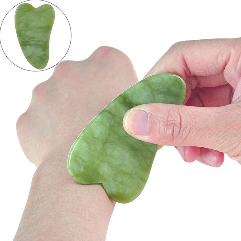 [Natural Green Jade Stone Gua Sha Massage Tools For Scraping Facial and Body Skin Massage] [Personal Health Care Tools]